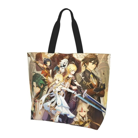 Genshin Impact Reusable Grocery Bags Shoulder Bag Large Capacity Shopping Bag Cute Tote Bags