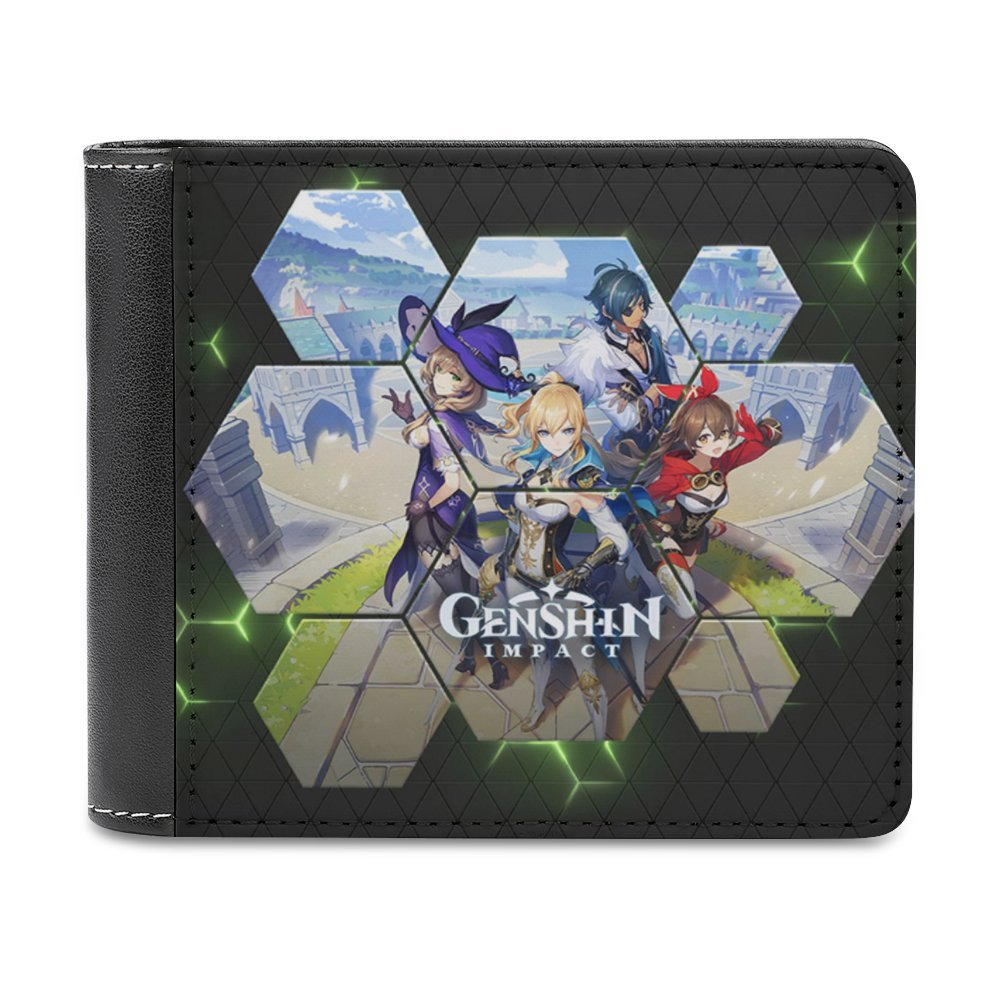 Genshin Impact Slim Bifold Wallet Purse Leather Wallets for Men Women ...
