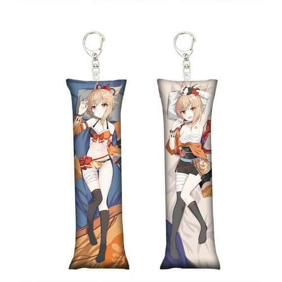 Genshin Impact Small Pillow Keychain Mini Clock Leaving Thunder General School Bag Pendant Mini Dakimakura