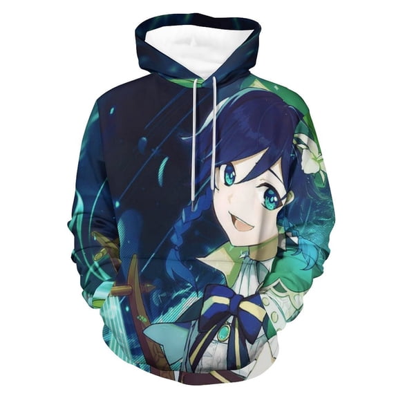 Genshin Impact Unisex Adult Hoodie Casual Hooded Sweatshirt Pullover Novelty 3D Printed Sweater Jacket L