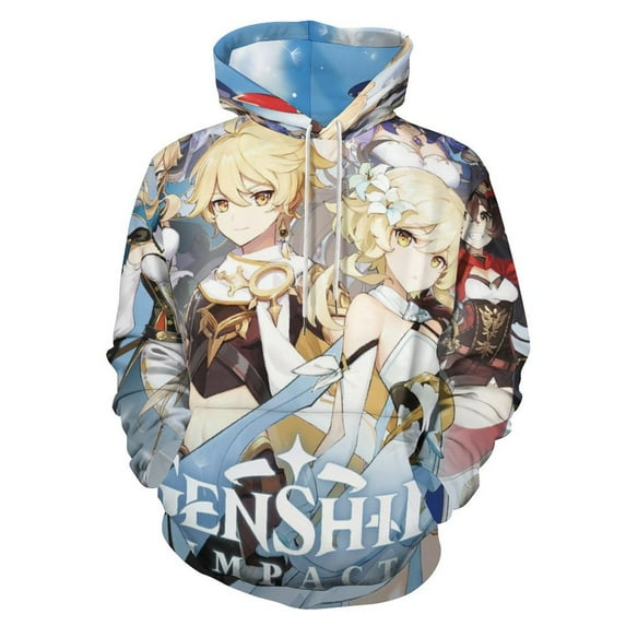 Genshin Impact Unisex Sweatshirts Loose Pullover Sweater Hooded Hoodie 3D Printing Jacket Winter Fall Clothes M