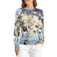 thumbnail image 1 of Genshin Impact Women's Pajama Top 3D Digital Print Sleepwear Trendy Crewneck Pullovers Long Sleeve Shirts 5XL, 1 of 8