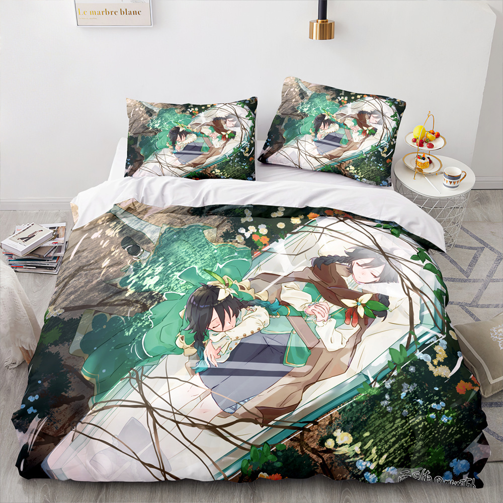 Genshin Impact Yuanshen Crossborder Threepiece Animation Series Quilt