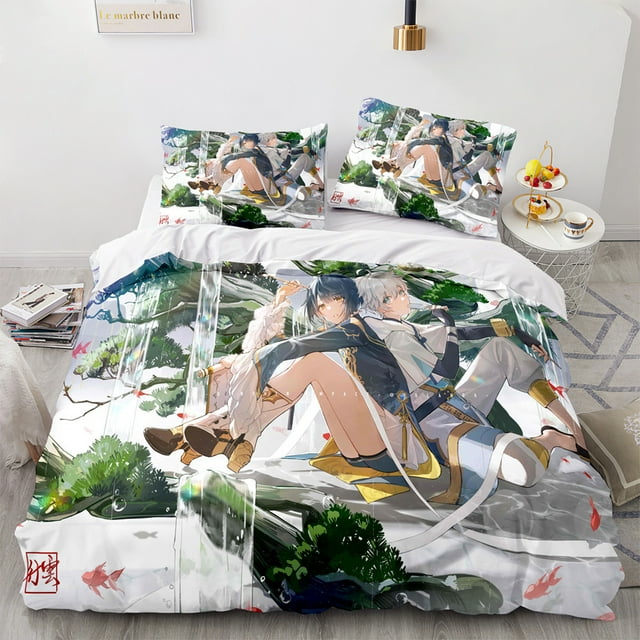 Genshin Impact Yuanshen Crossborder Threepiece Animation Series Quilt