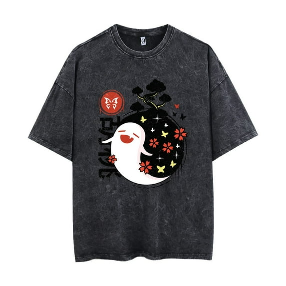 Genshin Impaktekaedhara Kazuhart shirt Sasa washed cotton vintage crewneck shirt