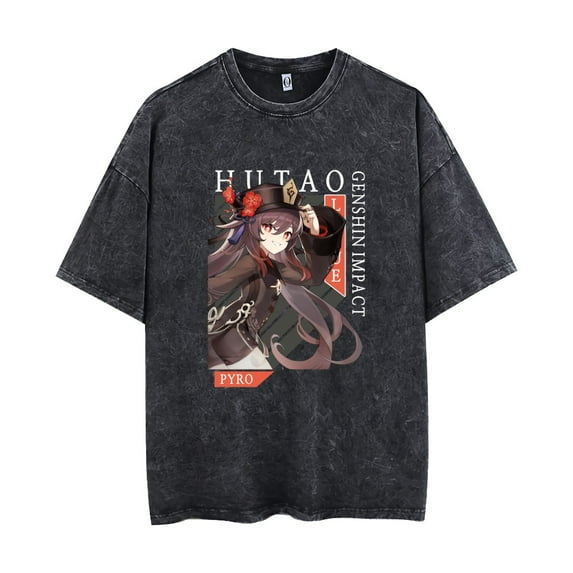 Genshin Impaktekaedhara Kazuhart shirt Sasa washed cotton vintage crewneck shirt