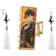 Genshin Zhongli Claw Hair Clips And Cosplay Earrings Elegant Gold Hair