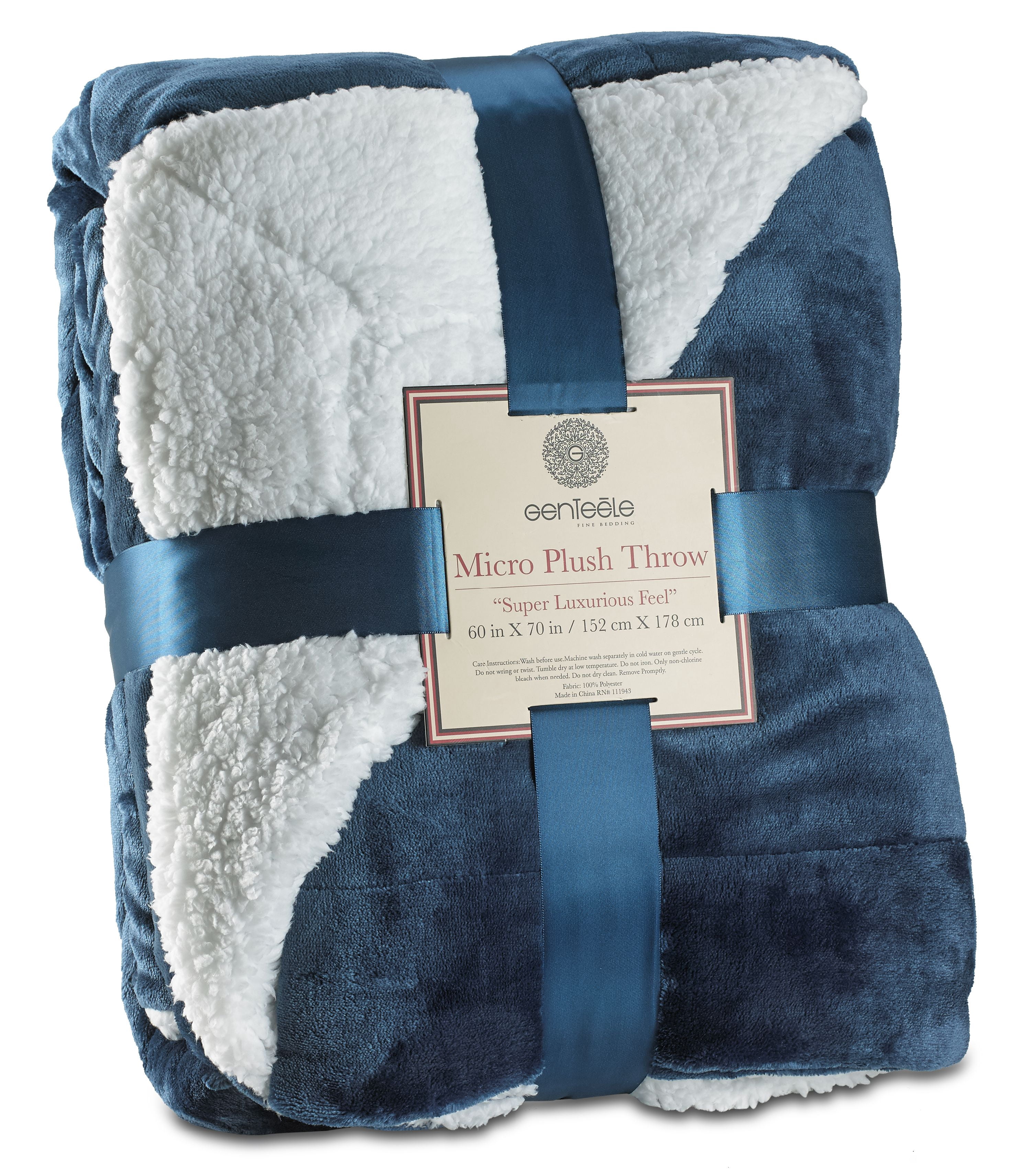 Genteele Super Soft Luxurious Sherpa Throw Blanket, 60" X 70", Navy