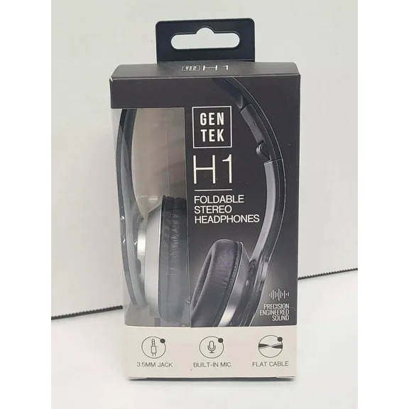 Gentek H1 Foldable Stereo Headphones With Built In Mic Black