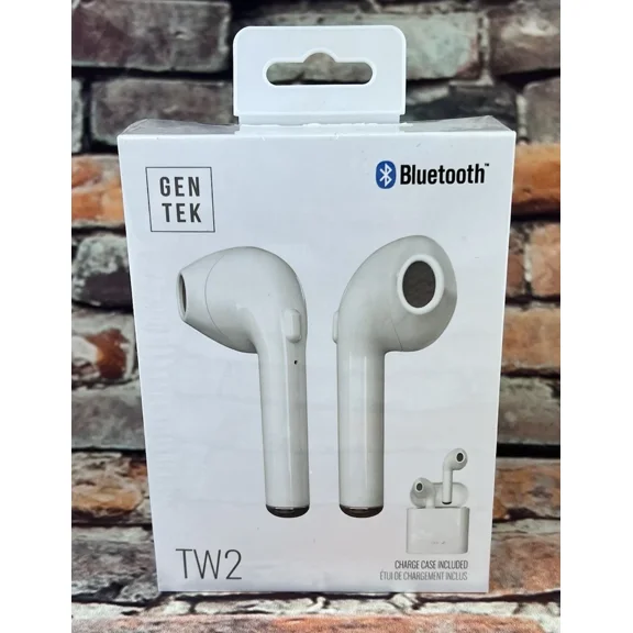 Gentek Tw2 Wireless Bluetooth Earbuds Headset With Charging Case - White New