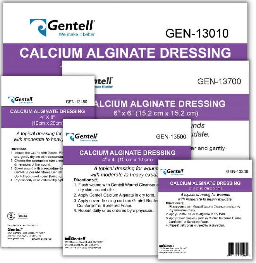 Gentell 13480 Calcium Alginate 4 in. x 8 in. Dressing (Box of 5 ...