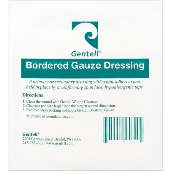 Gentell Bordered Gauze Dressings, 4x4 Inch (1 Pack of 20)