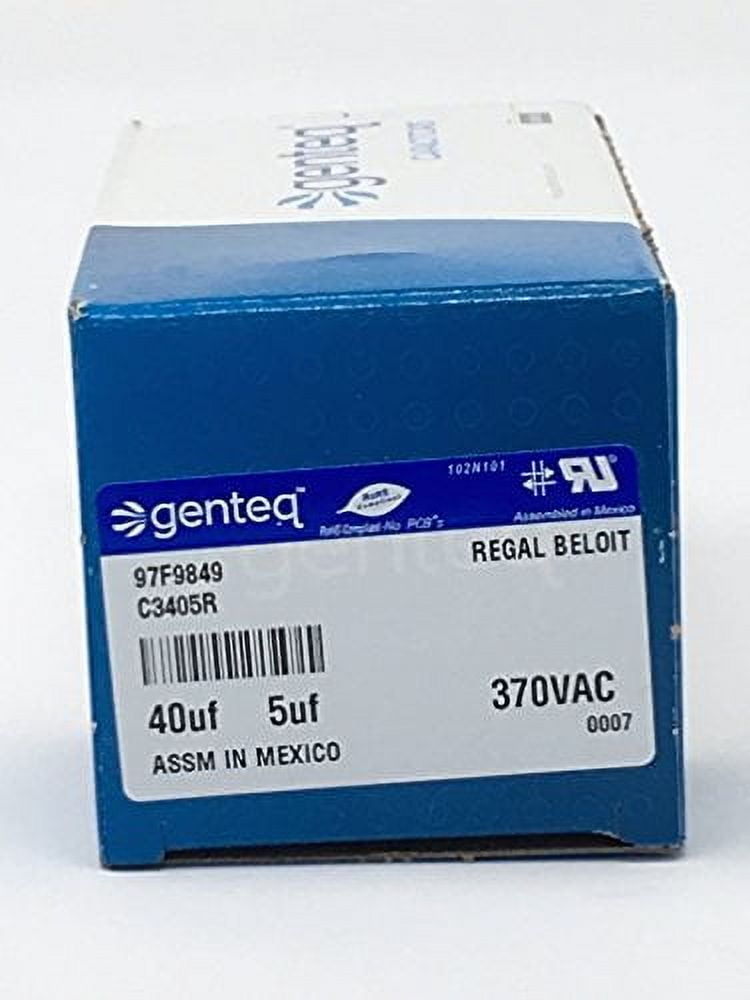 Genteq C3405R 97F9849 Capacitor Motor Run, 40/5Uf, 6%, Case