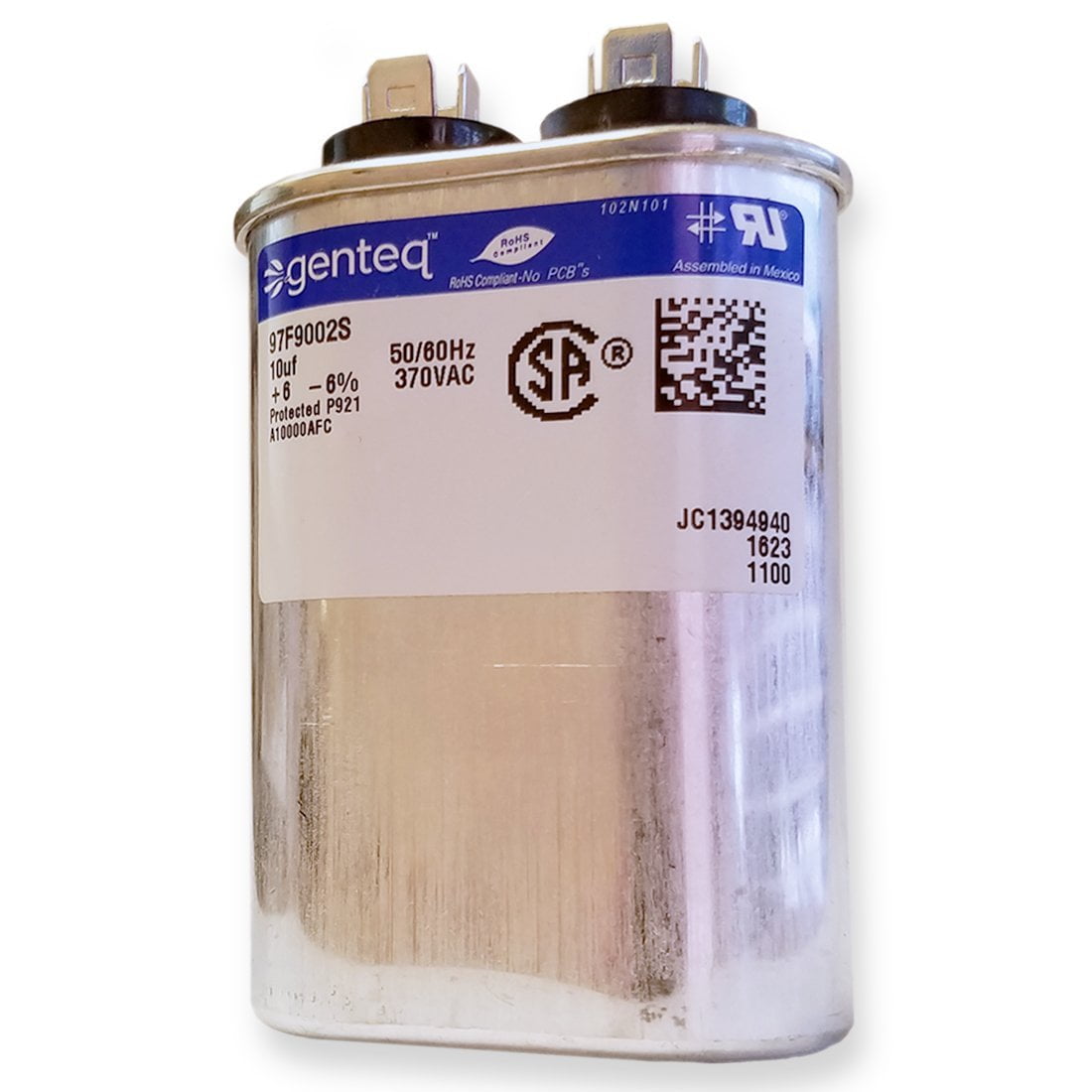 Genteq Capacitor 10 UF MFD 370V 97F9002 97F9002s (Replaces Genteq Capacitor 10 UF MFD 370V 97F9002 97F9002s (Replaces