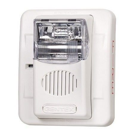 Gentex GEC24-15/75PWW Low Profile Evacuation Horn/Strobe, No Marking, 15/75CD, Wall Mount, White Faceplate