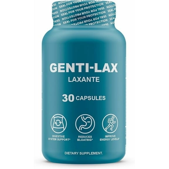 Genti-Lax Laxative - Gentle Digestive Support with 30 Capsules - Reduces Bloating, Improves Energy, and Promotes Regularity - Dietary Supplement