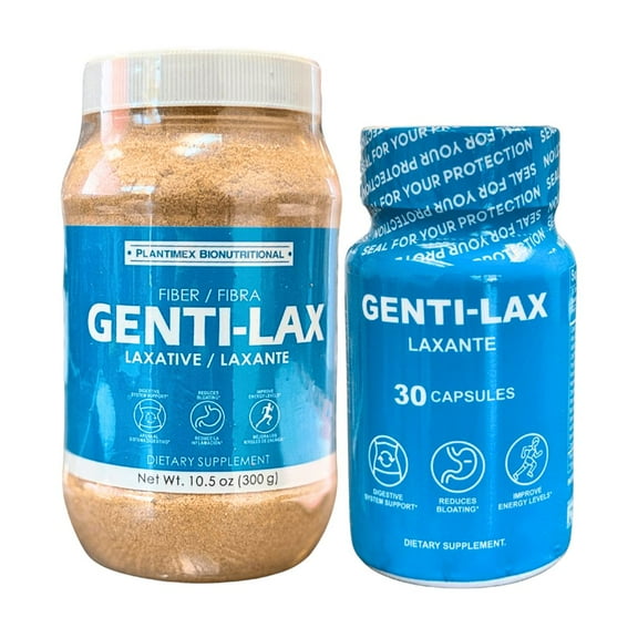 Genti-lax Fiber 300g Combo With Capsules 30ct- Good for Digestive Support- Dietary Supplement-2Pack