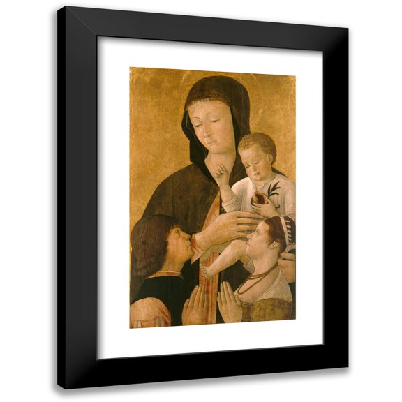 Gentile Bellini 11x14 Black Modern Framed Museum Art Print Titled - Madonna with Child and Two Donors (circa 1460)