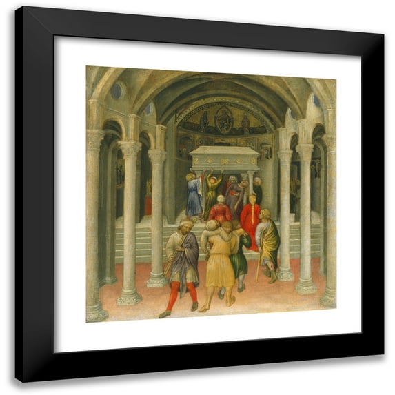 Gentile da Fabriano 20x20 Black Modern Framed Museum Art Print Titled - The Crippled and Sick Cured at the Tomb of Saint Nicholas (1425)