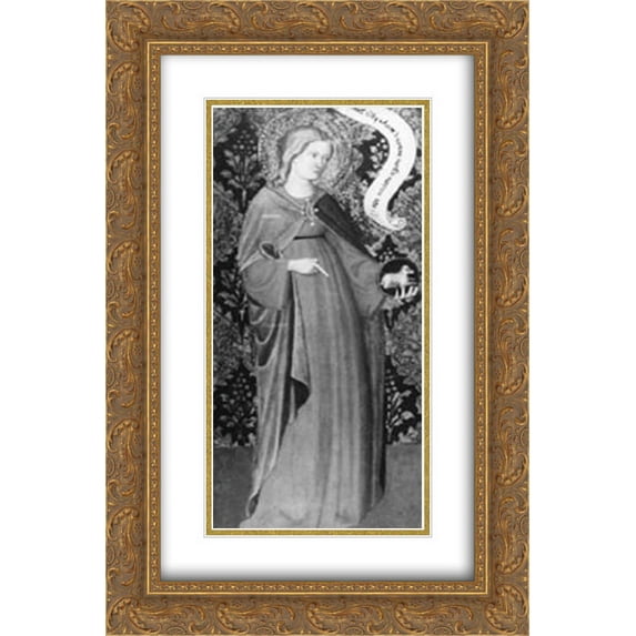 Gentile da Fabriano 2x Matted 16x24 Gold Ornate Framed Art Print 'St. Agnes (wing of a diptych)'