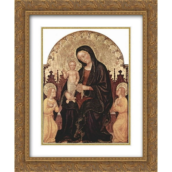 Gentile da Fabriano 2x Matted 20x24 Gold Ornate Framed Art Print 'Madonna With Two Angels'