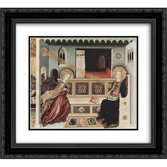 Gentile da Fabriano 2x Matted 24x20 Black Ornate Framed Art Print 'The Annunciation'
