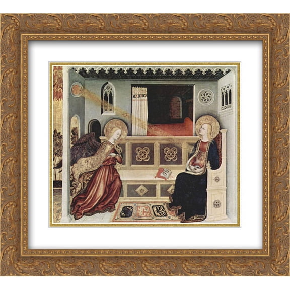 Gentile da Fabriano 2x Matted 24x20 Gold Ornate Framed Art Print 'The Annunciation'
