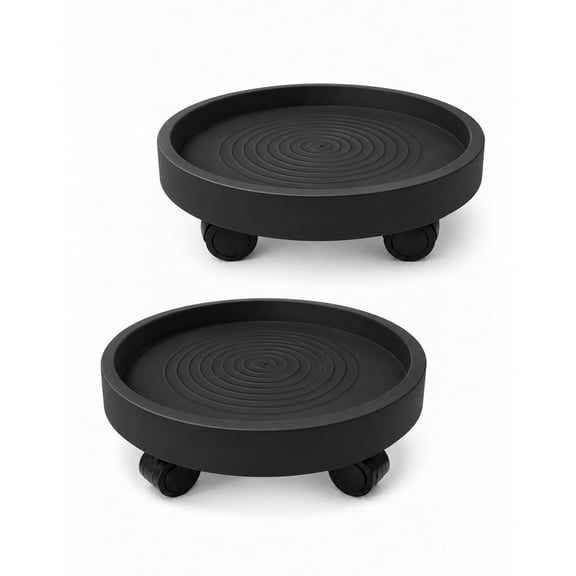 Gentingbro 10 Inch Heavy Duty Plant Caddy with Wheels, Rolling Planter Dolly Tray for Indoor Outdoor, 2 Pack (Black)