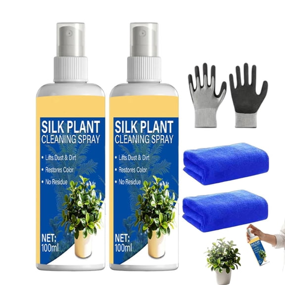 Gentle Artificial Flower Cleaning Spray, 100ML Silk Plant Cleaner Spray No Wipe, Quick-Dry Dust Remover Restores Shine, Cleaning Products for Artificial Plants and Flowers (2Pcs)
