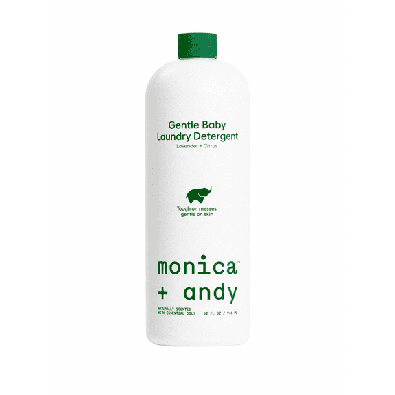 Monica + Andy Gentle Baby Laundry Detergent, Lavender & Citrus, Plant-Based Enzyme Formula for Baby Clothes and Sensitive Infant Skin, HE Compatible, 32 fl oz