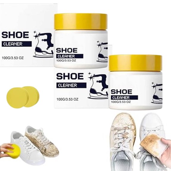 Gentle Care Shoe Cleaner & Whitening Cream,White Shoe Cleaner Cream,Gentle No-Rinse Shoe Cleaner & Whitening Cream,100g White Shoes Solid Clean Cream,Stain Removal,Easy to Use ,No-Rinse