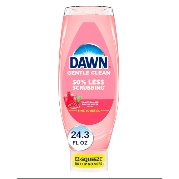 Gentle Clean EZ-Squeeze Dishwashing Liquid Dish Soap, Pomegranate Rose Water Scent, Gentle, Tough on Grease, 1 Count, 24.3 fl oz
