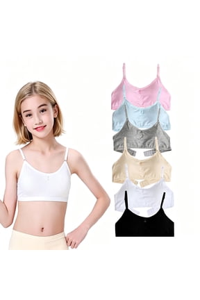 Gentle Cloud-Soft Cotton Starter Training Bras Teenagers 10-16 Wireless Light Cushion, Fine Adjustable Shoulder Straps Hypoallergenic Comfort Puberty Casual Daily Underwear