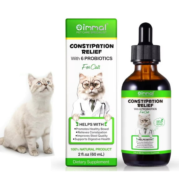 Gentle Constipation Relief for Cats and Kittens Probiotic Gut and Immune Support for Felines - Natural Herbal Health Supplement Cat Laxative Stool Softener - 2 oz