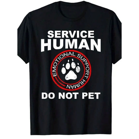 [Gentle Cotton T-Shirt] Cotton Casual Crew Neck T-Shirt with "Service Human Do Not Pet" Print | Breathable Knit Fabric, Loose Fit, 180gsm, All-Season Comfort | Ideal for Dog Owners & Emotional