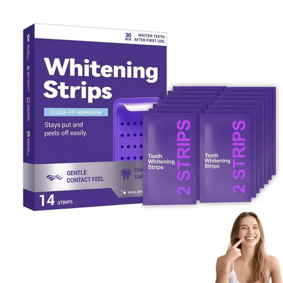 Gentle Daily Purple Teeth Whitening Strips – Enamel-Friendly, Peroxide-Free Formula for Sensitive Teeth, Helps Reduce Coffee & Tea Stains, Portable Home & Travel Teeth Care(14PCS)