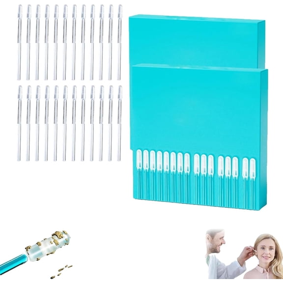 Gentle Ear Cleaning Stick, Sticky Ear Cleaning Stick Gentle, Visible Ear Care, Perfect for All Ages Dispose & Done, Soft, Sticky Resin Heads and Smooth Pet Plastic Handles(48pcs-2box)