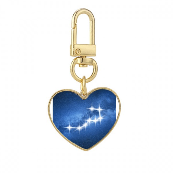 Gentle Easygoing Beautiful Lucky Stars Gold Heart Keychain Metal Keyring Holder