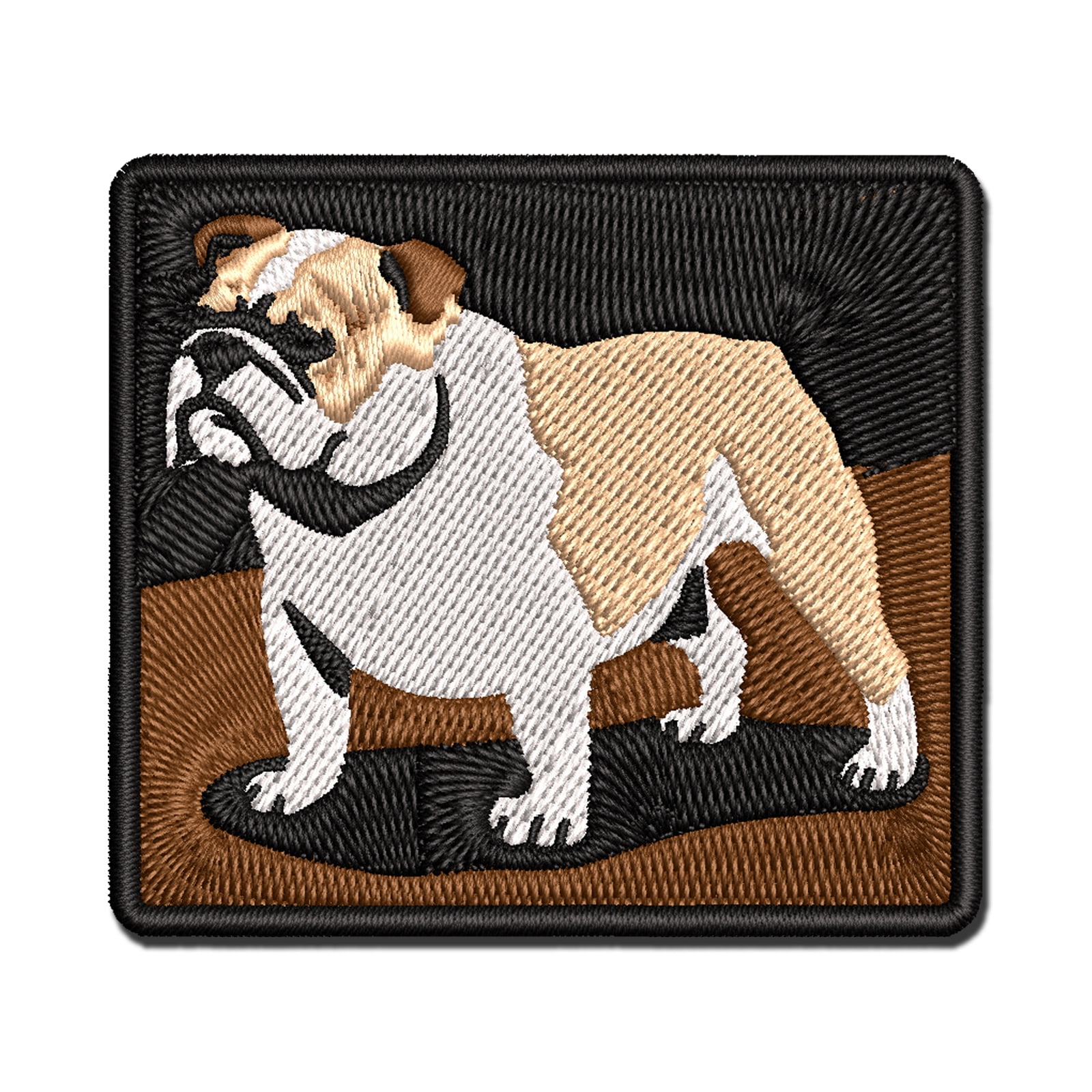 Gentle English Bulldog Pet Dog Applique Multi-Color Embroidered Iron-On Patch - 3.5 Inch Large