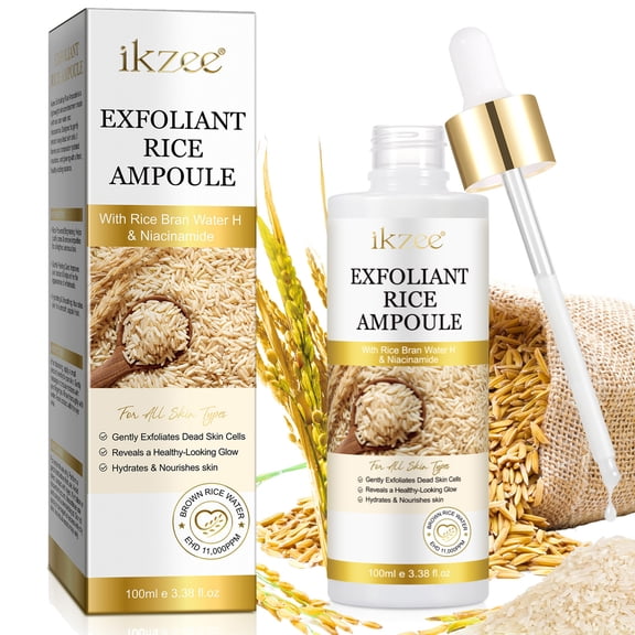 Gentle Exfoliating Serum, White Rice Peeling Ampoule, Soft Exfoliating Face and Body Dead Skin, Restore Skin Radiance, 3.38 fl.oz