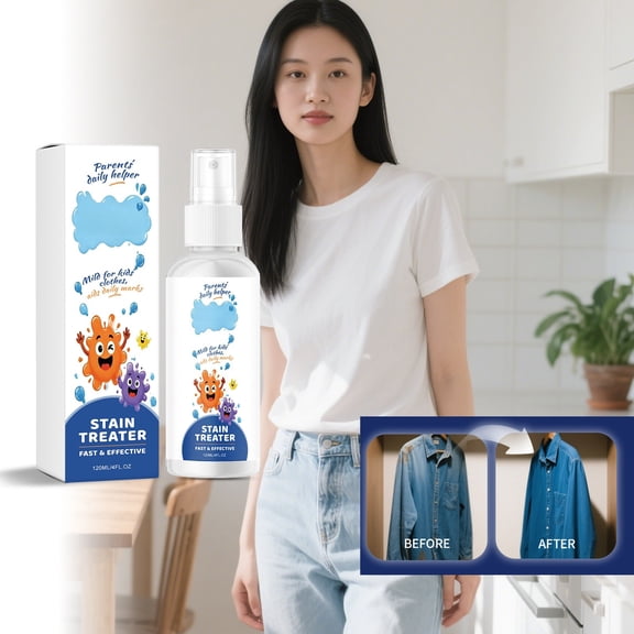 Gentle Fabric Stain Treater Spray, 4 fl oz Fast-Acting Spot Remover for Clothes & Daily Marks, 1 Pack