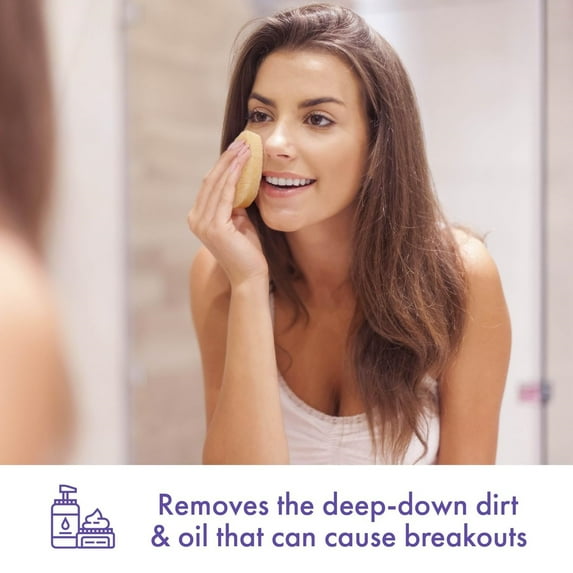 Gentle Facial Sponge, Dermatologist Developed, Removes Deep Down Dirt & Makeup That Causes Breakouts and Blackheads, Reusable, Exfoliating, 1 Count