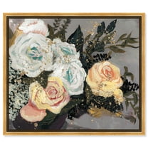 Gentle Fall Florals Elegant Realistic Floral Canvas Wall Art by Art Remedy, Gold Floater Frame, 16"x24"