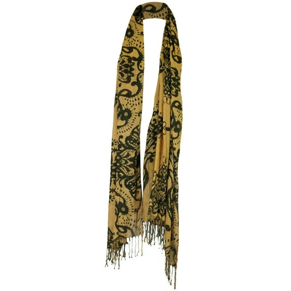 Gentle Fawn Arista Brown Butterscotch Print Twisted Fringed Fashion Scarf