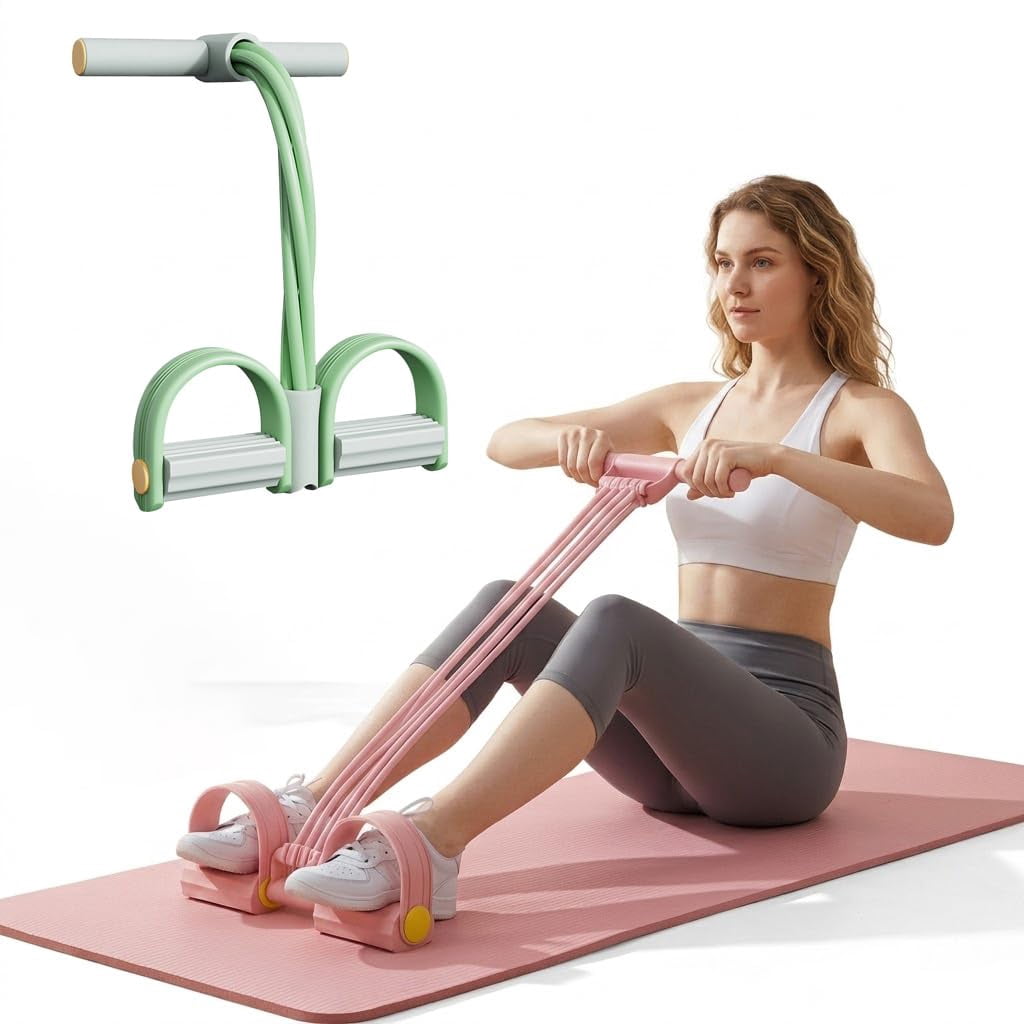Gentle Gains Exercise Band, Durable 6-Tubes Multifunction Pedal Resistance Bands with Handles, Natural Rubber Foot Pedal Resistance Bands, Waist, Arm, Leg Stretching Training