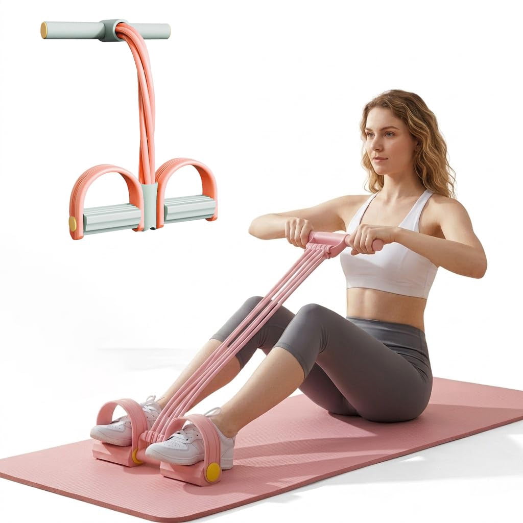 Gentle Gains Exercise Band, Durable 6-Tubes Multifunction Pedal Resistance Bands with Handles, Natural Rubber Foot Pedal Resistance Bands, Waist, Arm, Leg Stretching Training