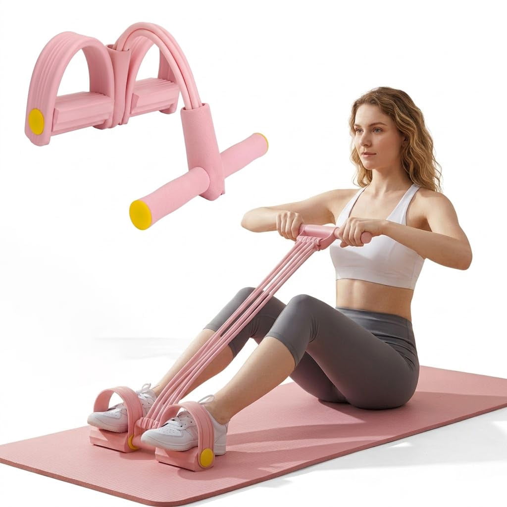 Gentle Gains Exercise Band, Durable 6-Tubes Multifunction Pedal Resistance Bands with Handles, Natural Rubber Foot Pedal Resistance Bands, Waist, Arm, Leg Stretching Training
