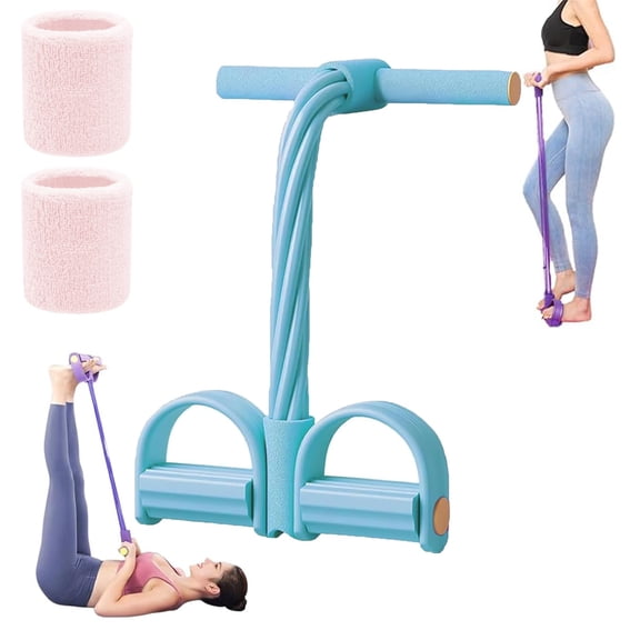 Gentle Gains Exercise Band, Foot Pedal Resistance Band, Sit-Up Training Equipment, Multifunction Adjustable Tension Rope for Ab Workout, Weight Loss, Yoga & Home Fitness