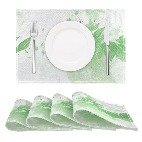 Gentle Green Leaves Reversible Placemat Non Slip Coffee Mat 18x12 Inch for Dining, Kitchen, Coffee