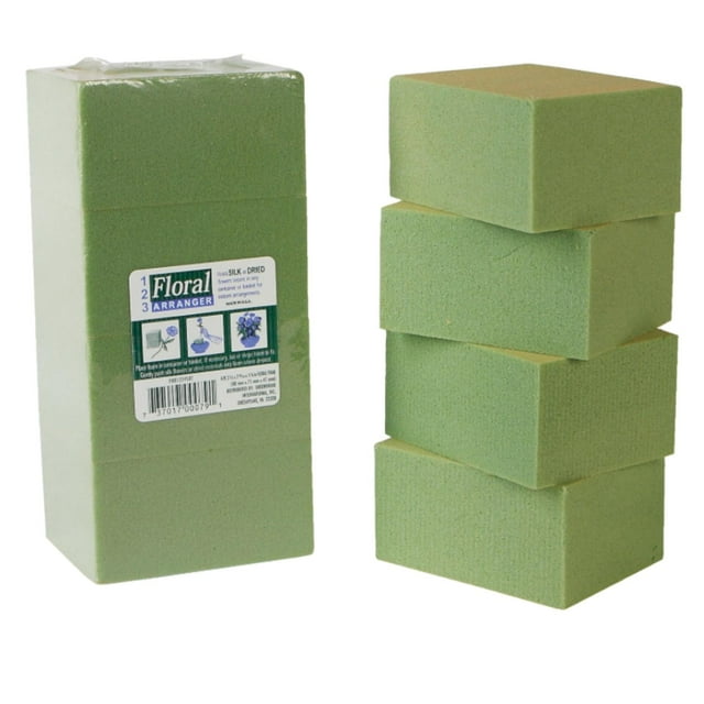 Gentle Grip Floral Foam Blocks, Green Foam for Crafts & Flowers, 4